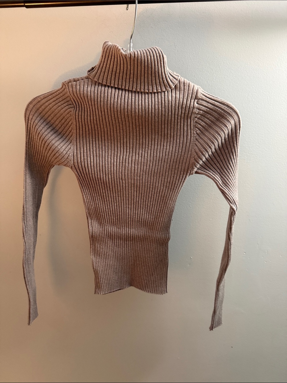 Source Unknown Ribbed Turtleneck Sweater in Taupe Beige
